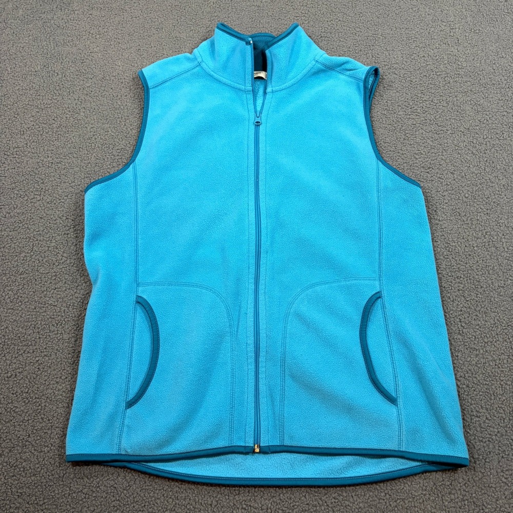 Old Navy Vest Womens L Blue Fleece Full Zip Mock Neck Sleeveless Pocket